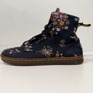 Dr. Martens Hackney Black Floral Canvas LaceUp Sneaker Boots Women’s Size 8/39